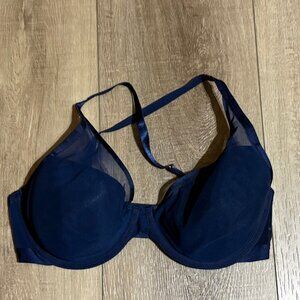 SOMA Lightest Lift Mesh Plunge Bra Size 36DD Navy Blue